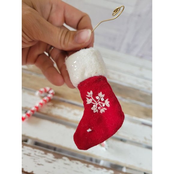 Mini stocking candy cane reindeer rocking horse snowman ornament set Xmas holida - Picture 5 of 10